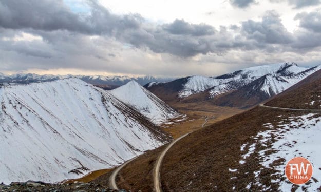 The view from the TianShan mountain pass on highway 216