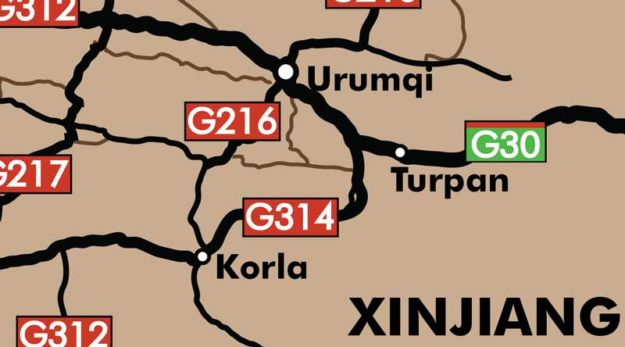 Urumqi to Korla Xinjiang Map