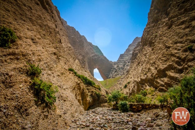 The first glimpses of Shiptons Arch, an amazing place to visit outisde of Kashgar