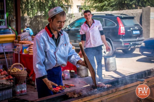 Uyghur kebab seller in Xinjiang