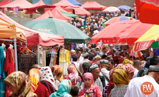 Outside the colorful Kashgar Sunday Market