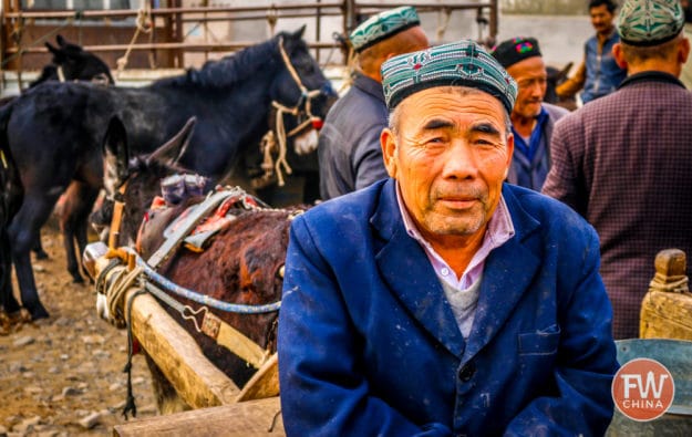 Uyghur villager at the Turpan Livestock Market