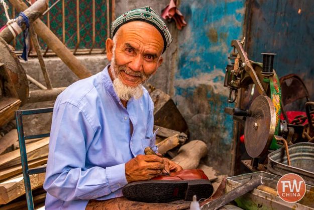 Uyghur shoe repairman