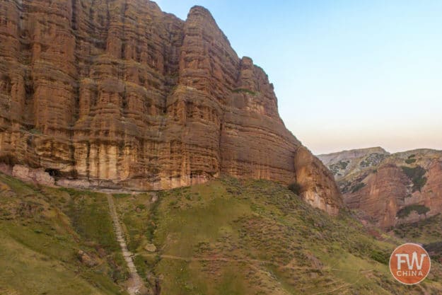 An aerial view of Kangjiashimenzi