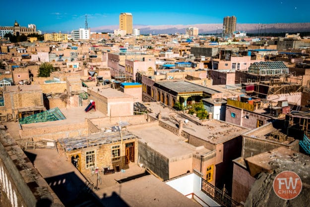 A birds-eye view of the Old City, one of the most popular places to visit in Kashgar