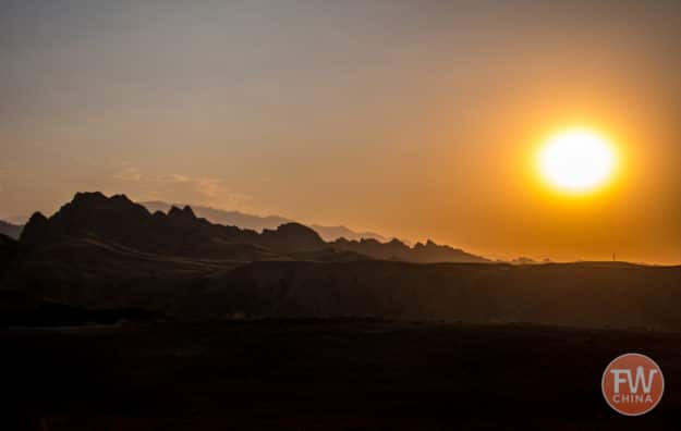 Sunset over the tianshan in Xinjiang, China