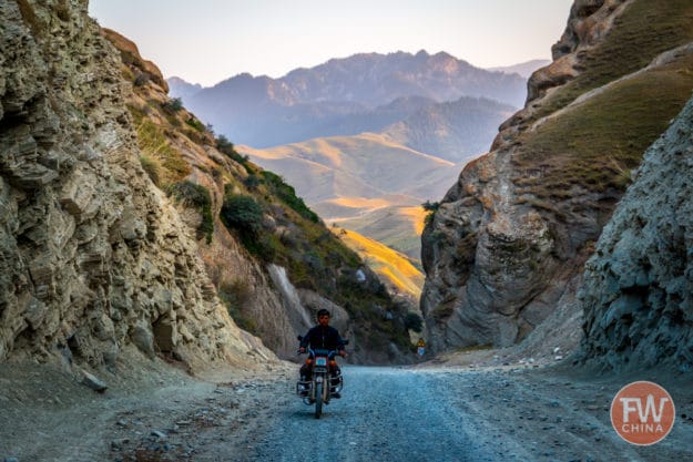A motorcyclist in Xinjiang