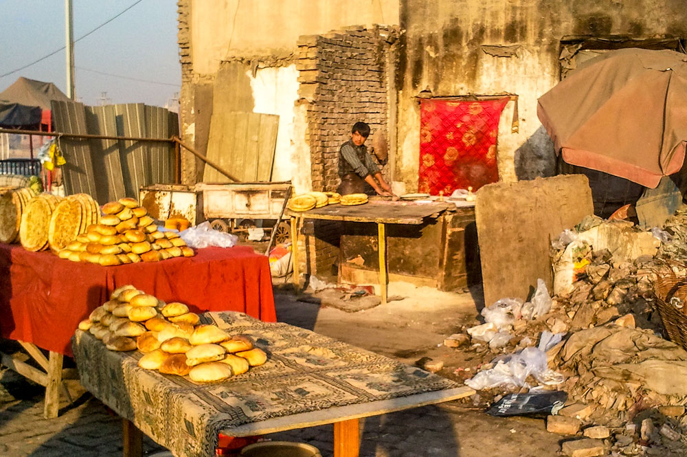 Uyghur bread seller in Kashgar, Xinjiang