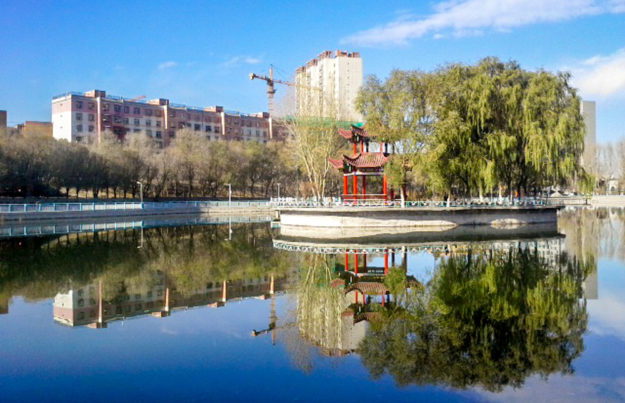 Xinjiang University campus lake