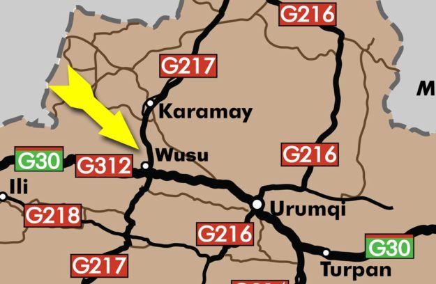 A map of Wusu in Xinjiang, China