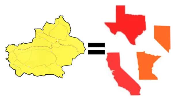 Xinjiang size in relation to US states