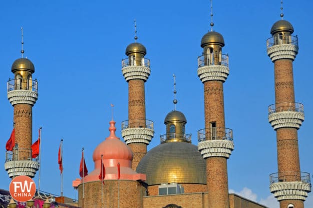 The minarets of the Urumqi International Grand Bazaar mosque