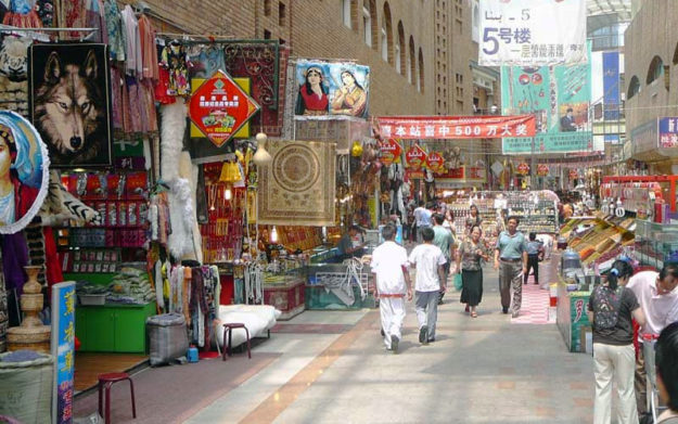 Inside the Urumqi Grand Bazaar for sourvenir shopping