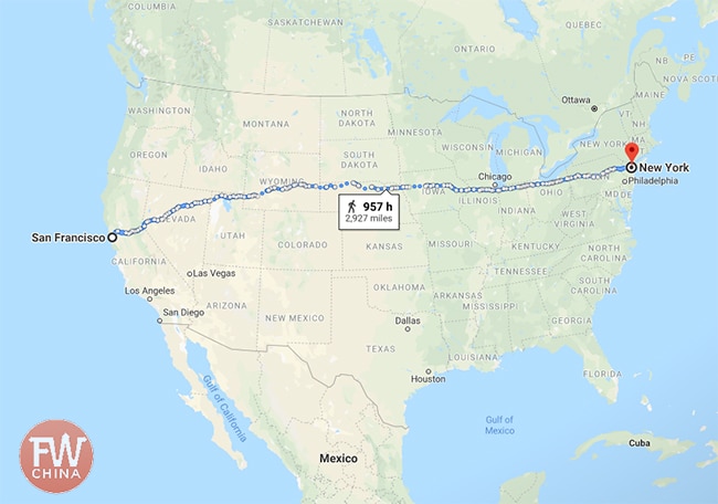 Length of the continental United States compared to the Uyghur karez