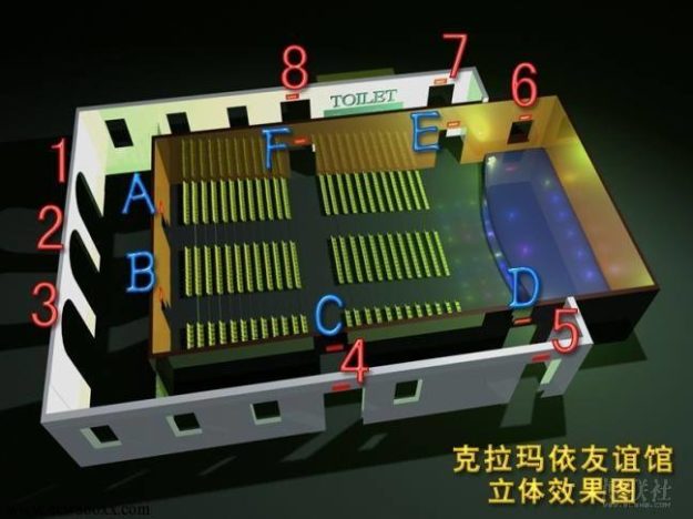 Diagram of the Karamay theater exits