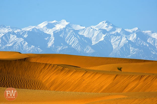 Kunlun mountains and the Taklamakan Desert