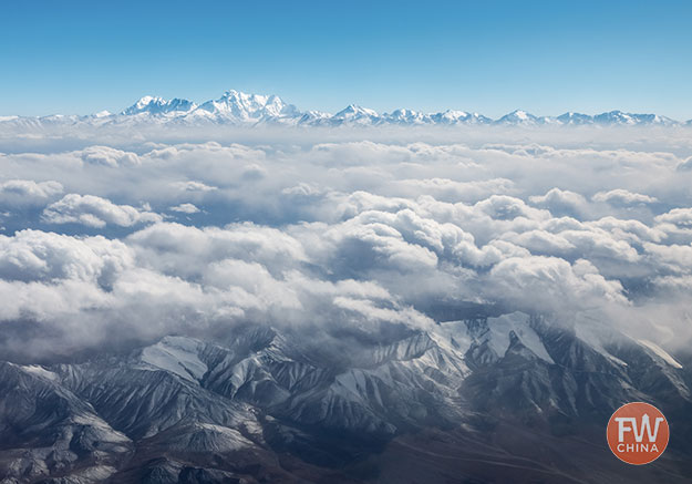 Tianshan mountain range from above