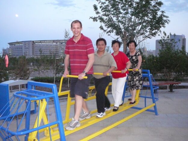 Exercise equipment at a Chinese park in Xinjiang