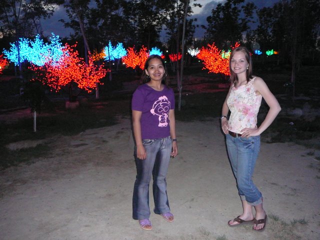 Two ladies in a city park in Xinjiang, China