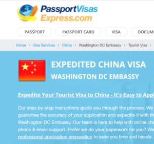 China visa from Passport Visas Express